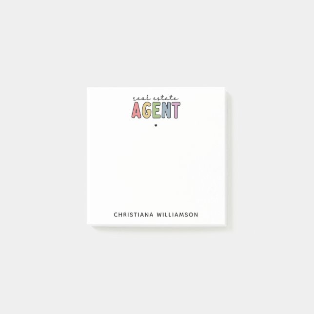 Custom Name Real Estate Agent | Realtor Gifts Post-it Notes (Front)