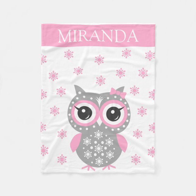 Custom Name Receiving Baby Girl Fleece Blanket (Front)