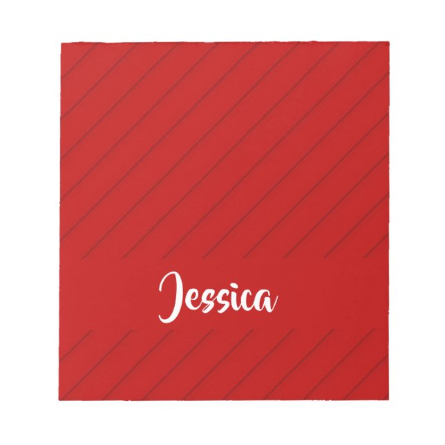 Custom name red diagonal plastic textured notepad (Front)