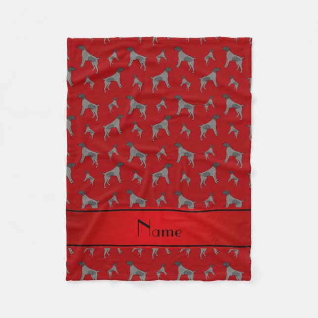 Custom name red German Wirehaired Pointer dogs Fleece Blanket (Front)