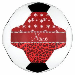 Custom name red leopard red snowflakes red stripe football
