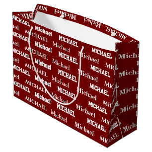 Custom Name Red Personalized Boy Birthday Large Gift Bag