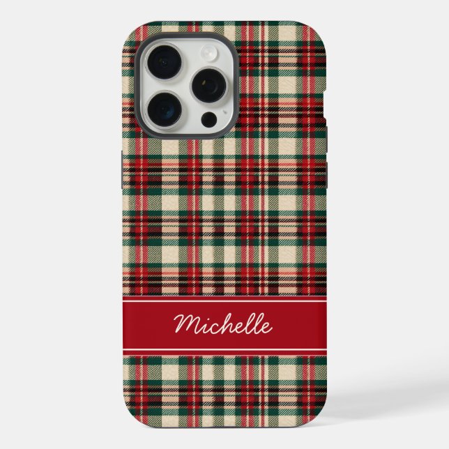 Custom Name Red Plaid Christmas Phone Case (Back)