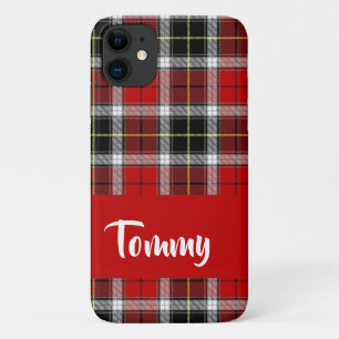 Custom name red plaid pattern iPhone 11 case