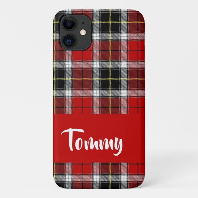 Custom name red plaid pattern Case-Mate iPhone case (Back)