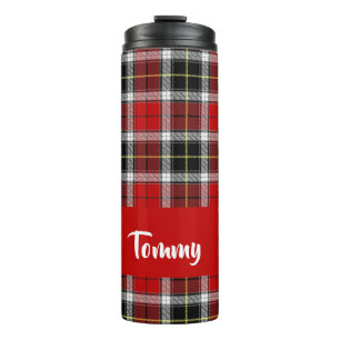 Custom name red plaid pattern thermal tumbler