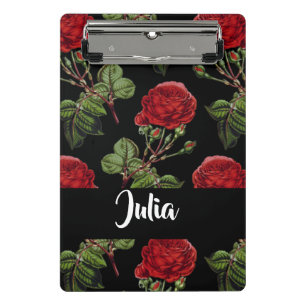 Custom name red roses mini clipboard