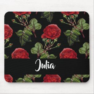 Custom name red roses mouse mat