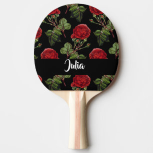 Custom name red roses ping pong paddle