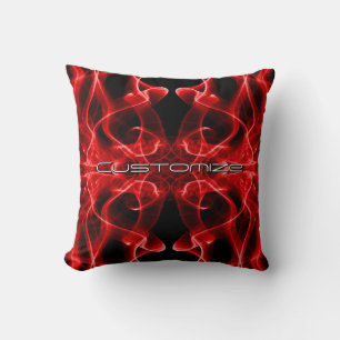 Custom Name Red Smoke Symmetrical Black Cushion