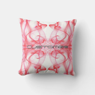 Custom Name Red Smoke Symmetrical White Cushion