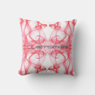 Custom Name Red Smoke Symmetrical White Cushion