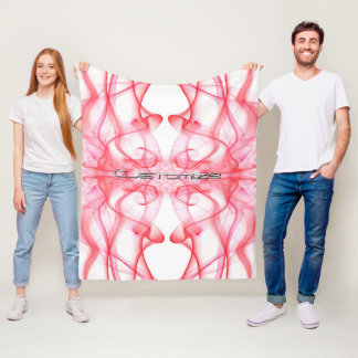 Custom Name Red Smoke Symmetrical White Fleece Blanket