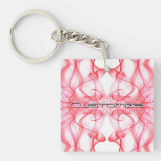 Custom Name Red Smoke Symmetrical White Key Ring