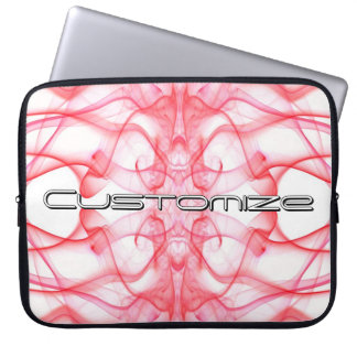 Custom Name Red Smoke Symmetrical White Laptop Sleeve