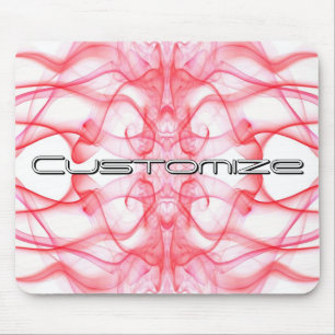 Custom Name Red Smoke Symmetrical White Mouse Mat