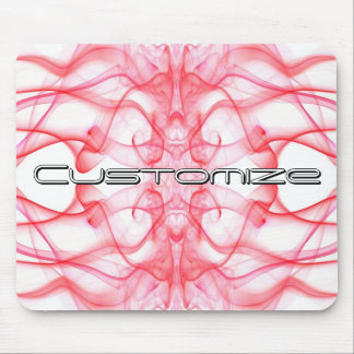Custom Name Red Smoke Symmetrical White Mouse Mat