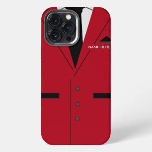 Custom Name Red Suit Necktie Fun iPhone 13 Pro Max Case