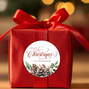 Custom Name Red Typography Christmas Sticker