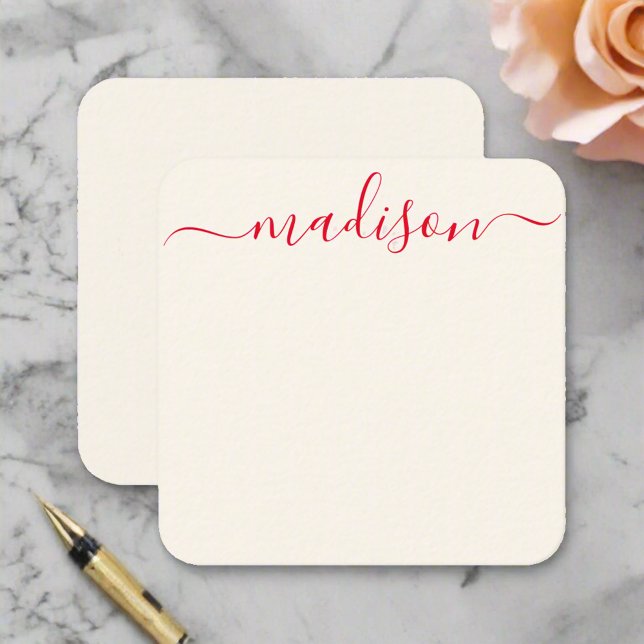 Custom Name Red Typography Girly  Feminine Card (Creator Uploaded)