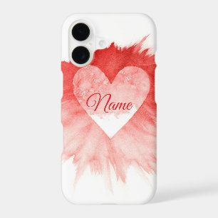 Custom Name Red Watercolor Heart Artistic