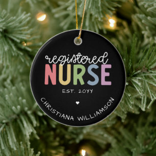 Custom Name Registered Nurse RN Nurse Graduation Ceramic Tree Decoration