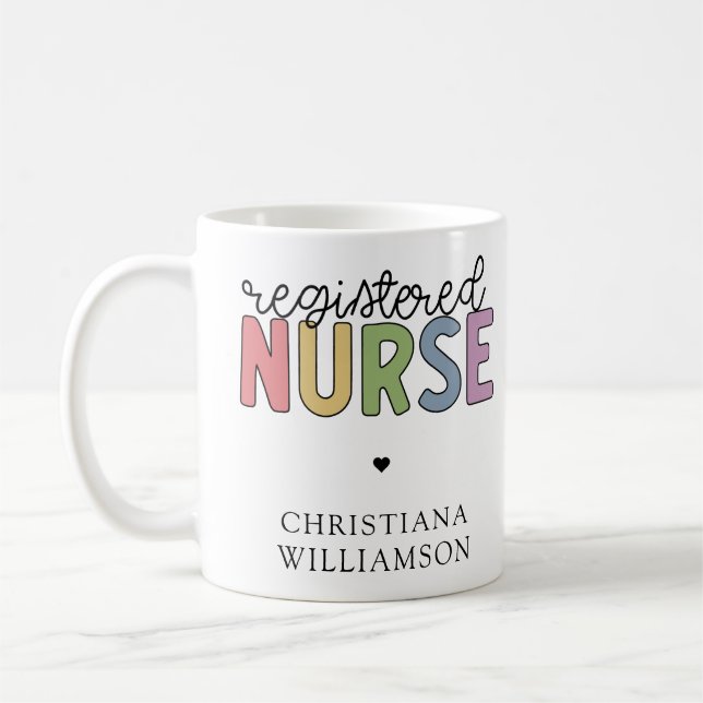 Custom Name Registered Nurse RN Nurse Graduation Coffee Mug (Left)