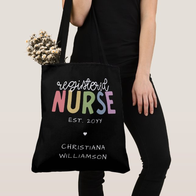 Custom Name Registered Nurse RN Nurse Graduation Tote Bag (Close Up)