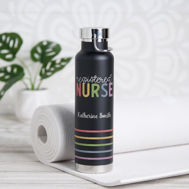 Custom Name Registered Nurse RN Nurse Graduation Water Bottle (Yoga)