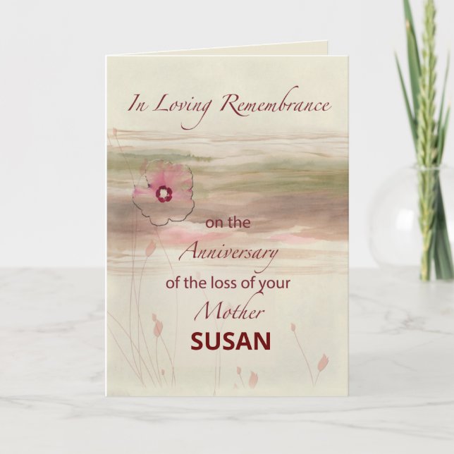 Custom Name Remembrance Anniversary Loss of Mother Card (Front)