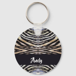 Custom name reptile skin patterned key ring