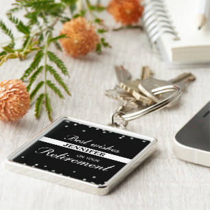 Custom Name, Retirement Congratulations Black Key Ring