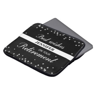 Custom Name, Retirement Congratulations Black Laptop Sleeve