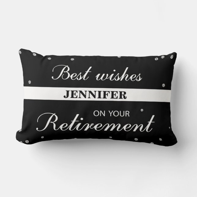 Custom Name, Retirement Congratulations Black Lumbar Cushion (Front)