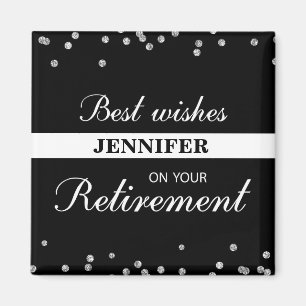 Custom Name, Retirement Congratulations Black Magnet