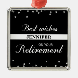 Custom Name, Retirement Congratulations Black Metal Tree Decoration