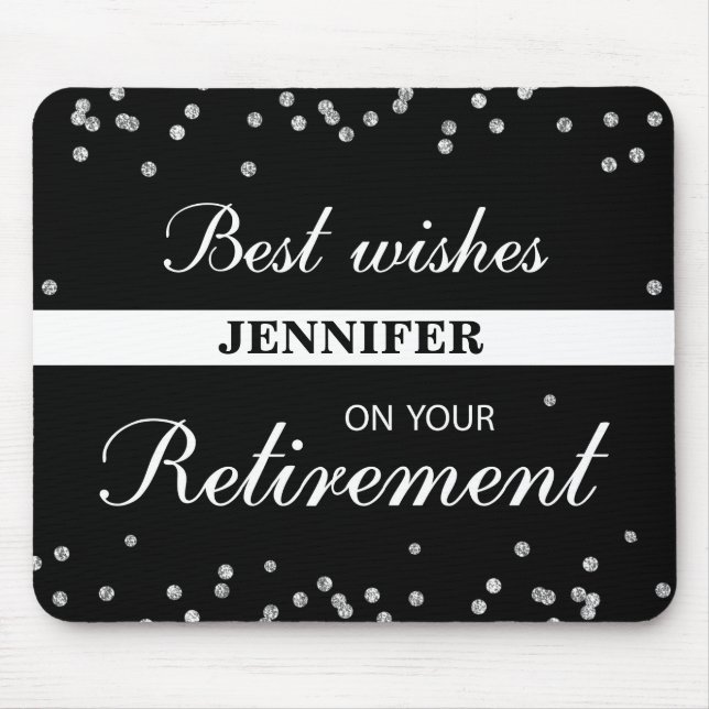 Custom Name, Retirement Congratulations Black Mouse Mat (Front)