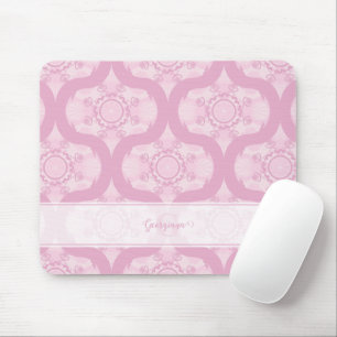 Custom Name Retro 1970s Preppy In Pink Mandala Mouse Mat