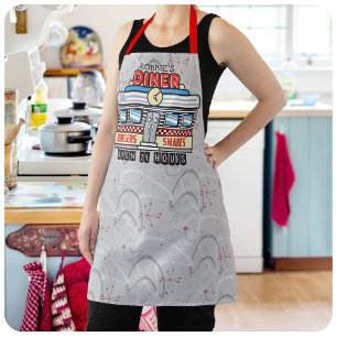 Custom NAME Retro 50s Diner Sign Fifties Atomic Apron