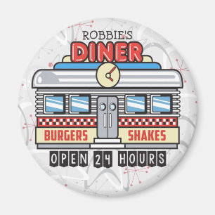 Custom NAME Retro 50s Diner Sign Fifties Atomic Magnet