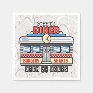 Custom NAME Retro 50s Diner Sign Fifties Atomic Napkin