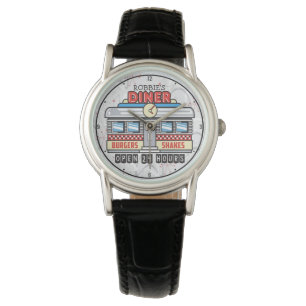 Custom NAME Retro 50s Diner Sign Fifties Atomic Watch