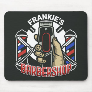 Custom NAME Retro Barber Shop Pole Barbershop Mouse Mat