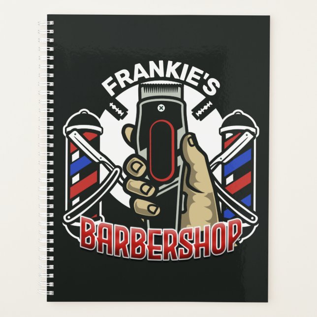 Custom NAME Retro Barber Shop Pole Barbershop Planner (Front)