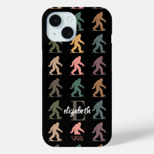 Custom Name Retro Bigfoot Forest Art Gift iPhone 15 Case
