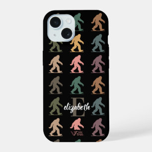 Custom Name Retro Bigfoot Forest Art Gift iPhone 15 Case