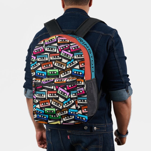 Custom Name Retro Casette Tapes Printed Backpack (Insitu (Model))