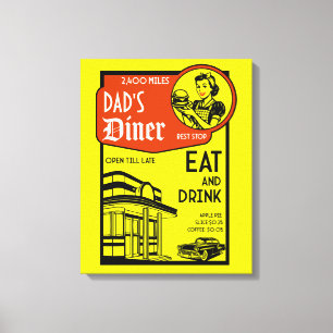 Custom Name Retro Diner American Canvas Print