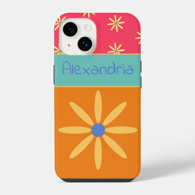 Custom Name Retro Flower iPhone Case (Back)