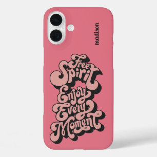 Custom Name Retro "Free Spirit" iPhone 16 Plus Case